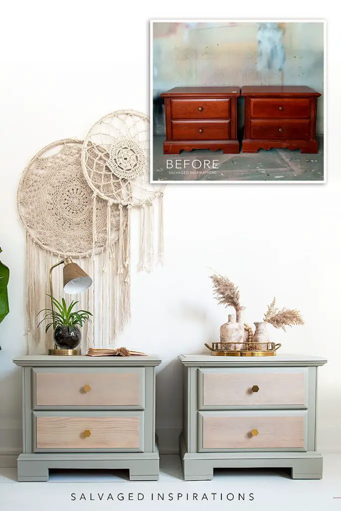 Thrift-Store-Nightstands-Before-and-After boho furniture diy salvagedinspirations