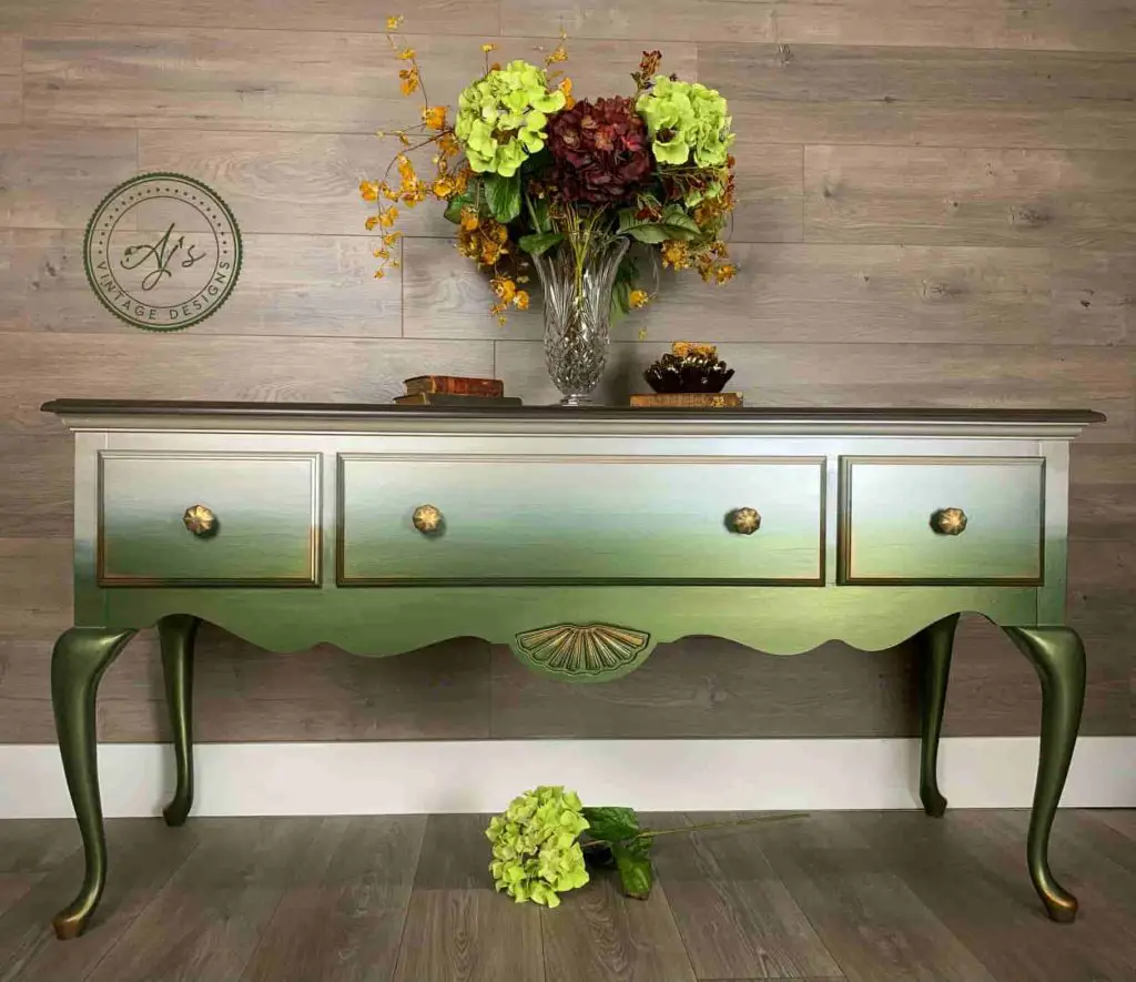 Dixie Belle Moonshine Metallics Green painted furniture ajs vintage designs