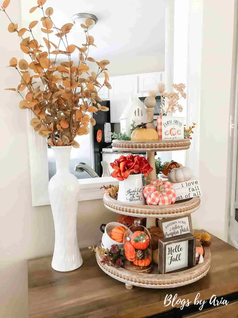 Decorating tiered trays for fall