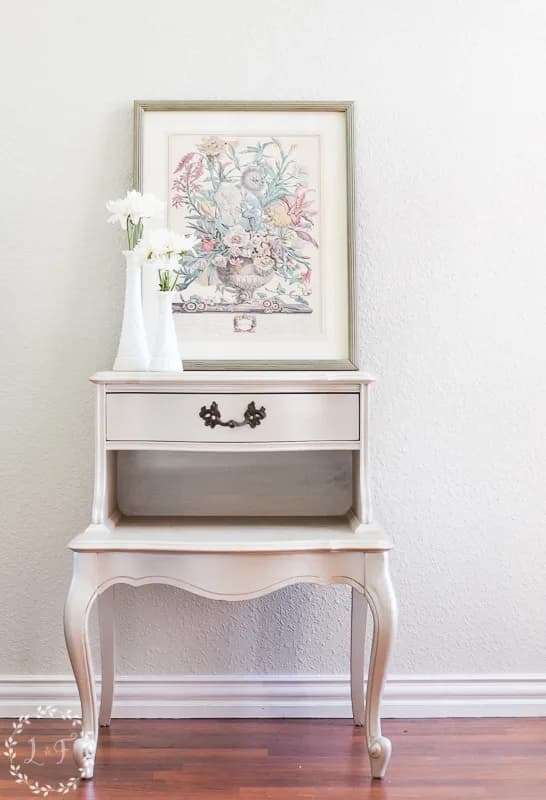 french provincial bedside tables makeover with Fusion champagne metallic furniture paint