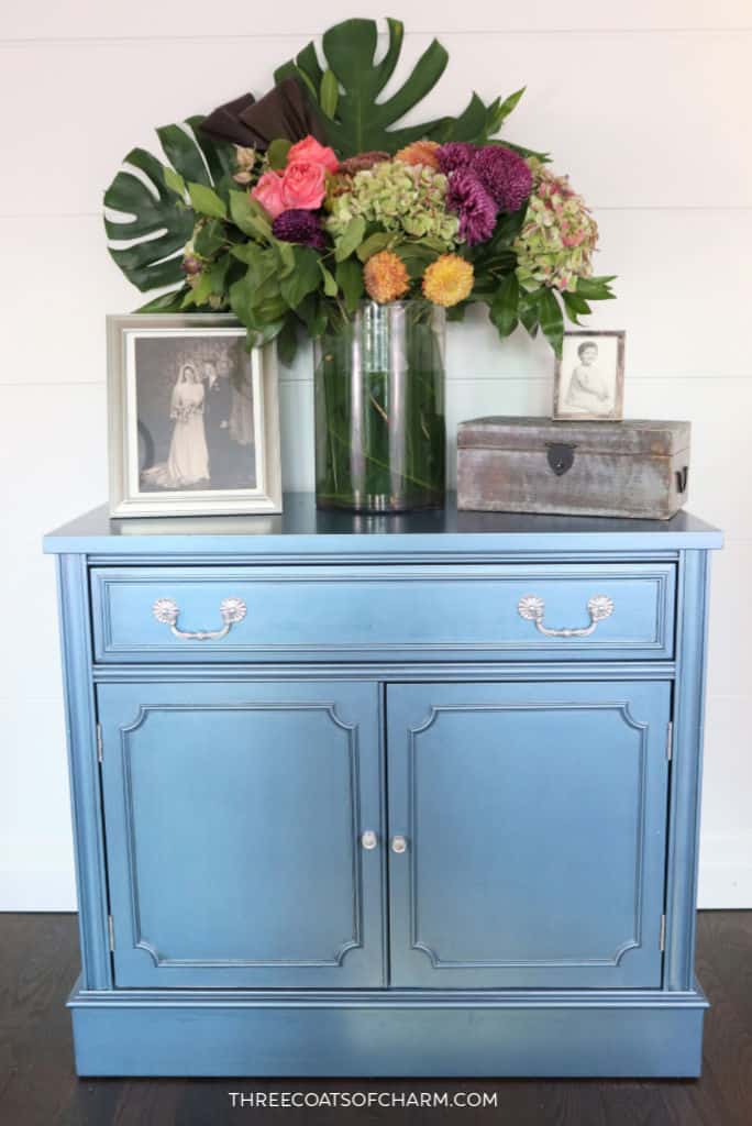 Painted furniture metallic blue color