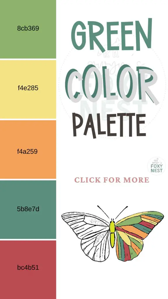 Green color palette for coloring pages hex code.
