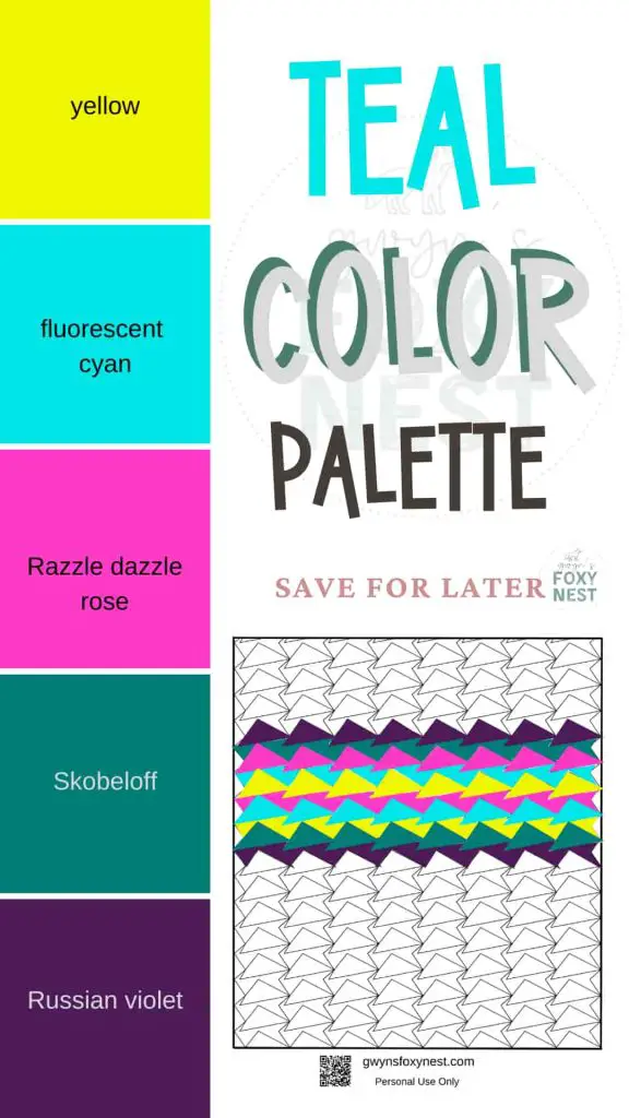 Teal Color Palette for coloring books