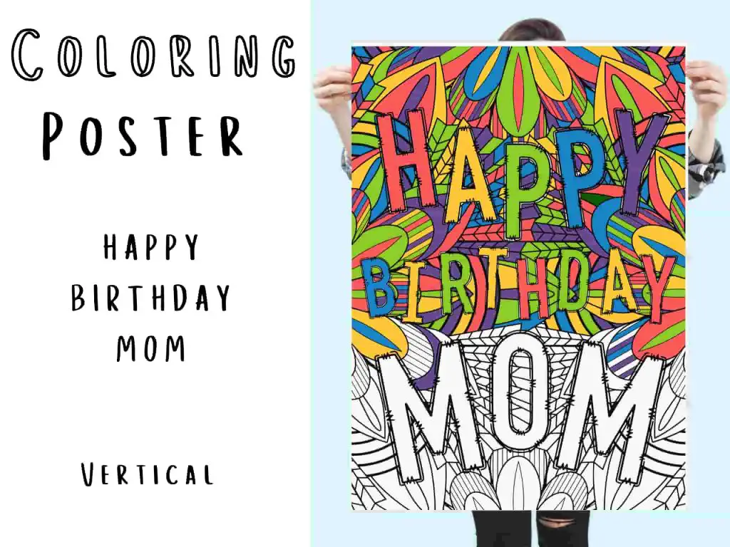 happy birthday mom from daughter coloring poster coloring page
