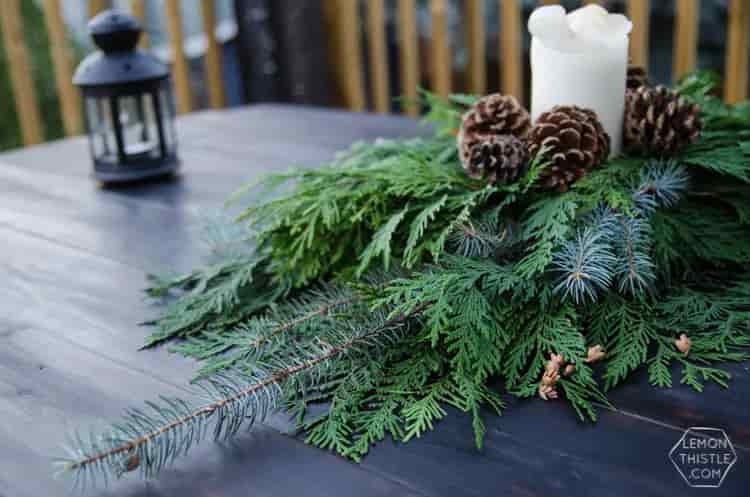 Holiday pine cone centrepiece