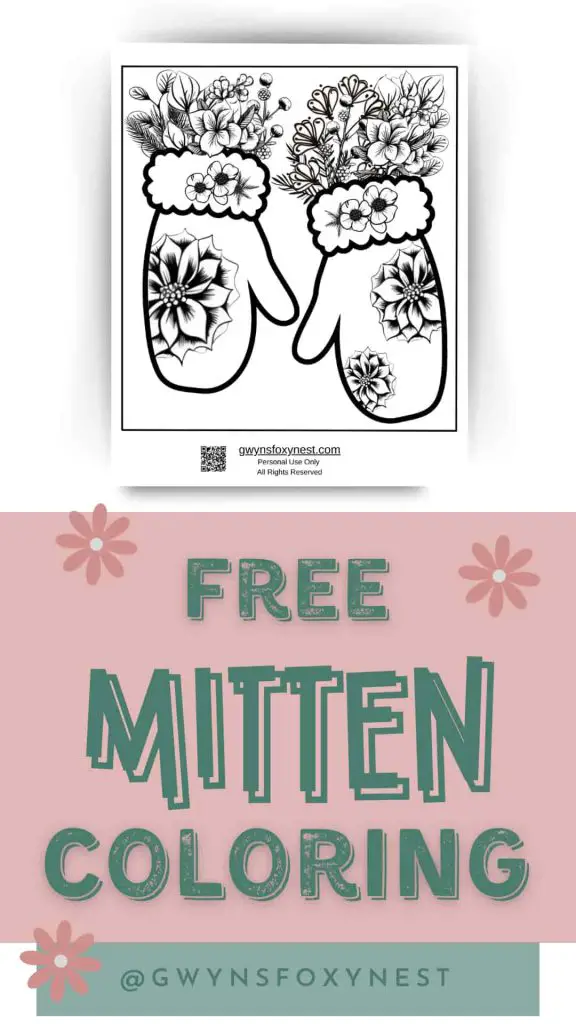 Cute mitten coloring page free printable