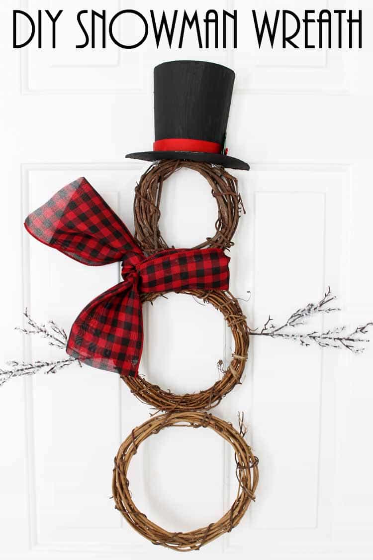 DIY Grapevine Snowman Wreath
