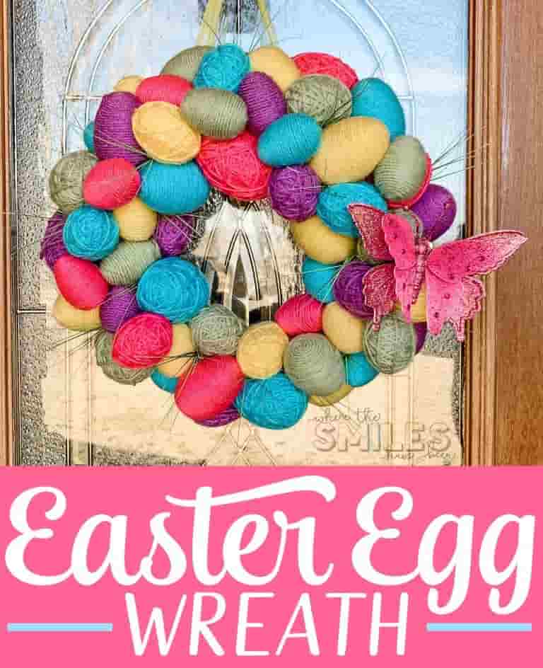 Simple Easter Wreath Made With Yarn Egg