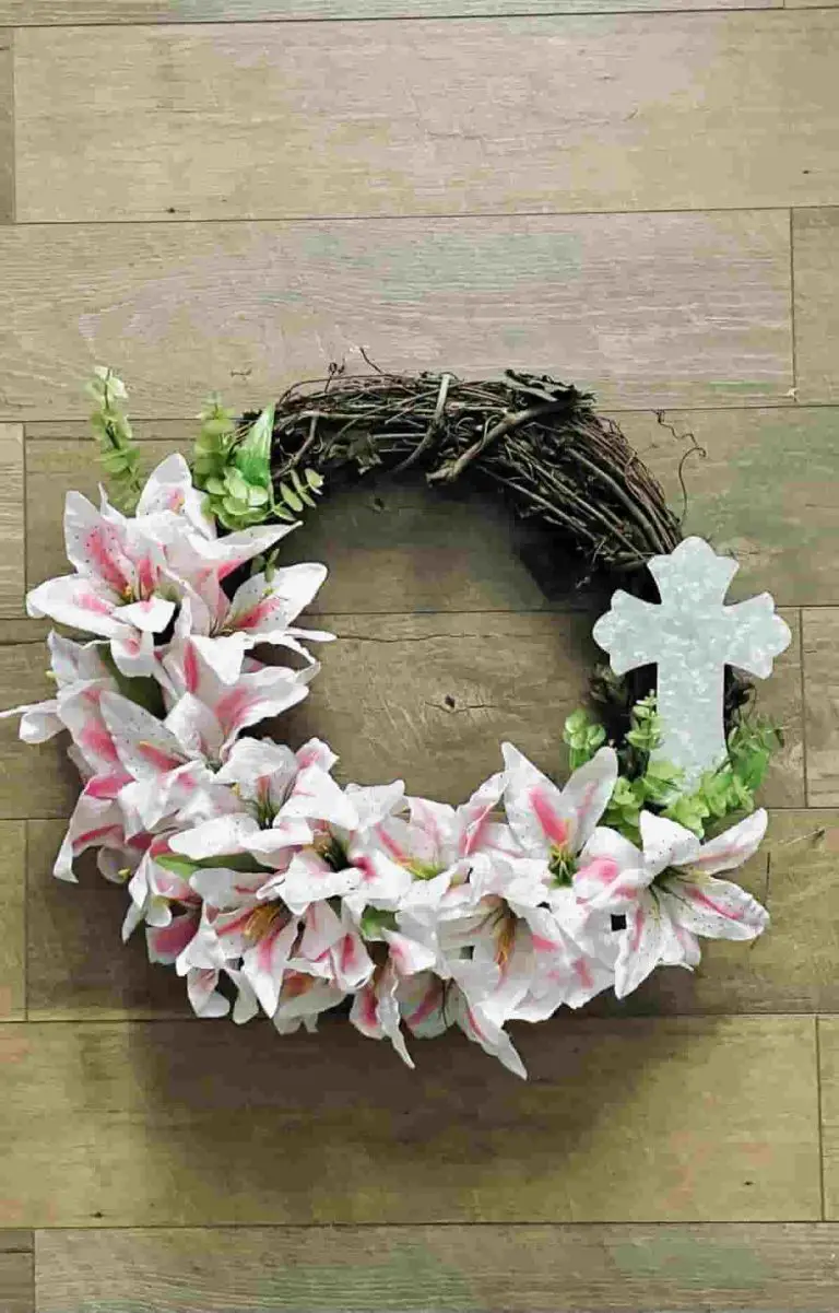 DIY Easter Wreath With Easter Lily Flowers