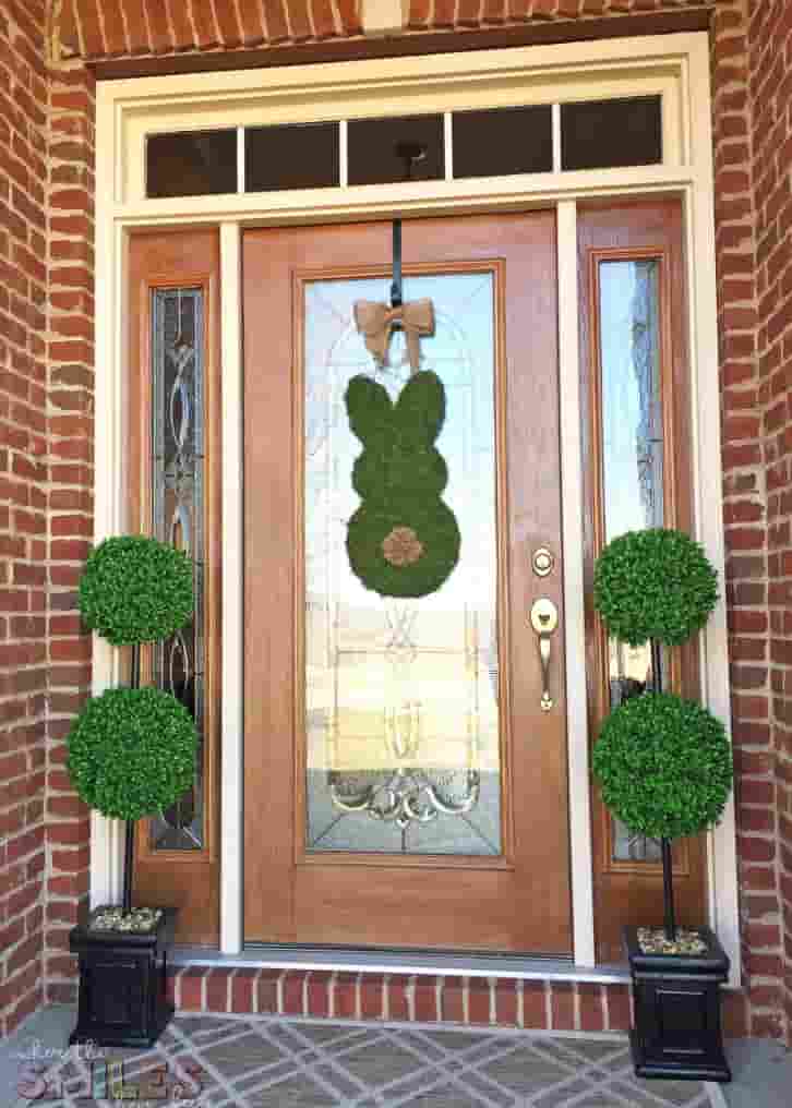 Outdoor Easter Decorations Ideas With Moss Covered Bunny