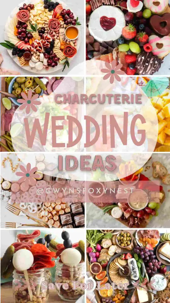 Elevate your wedding reception with creative Charcuterie Board Ideas. Personalize your boards with monogrammed cheese knives, custom labels, or decorative garnishes to match your wedding theme. Whether displayed as appetizers, late-night snacks, or part of a grazing table, these Charcuterie Board Ideas add elegance and flair to your special day. Elevate your wedding celebration with a memorable and delicious charcuterie spread that delights and impresses your guests.