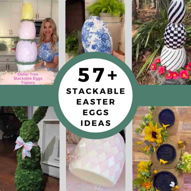 six examples of Dollar Tree stackable egg makeovers